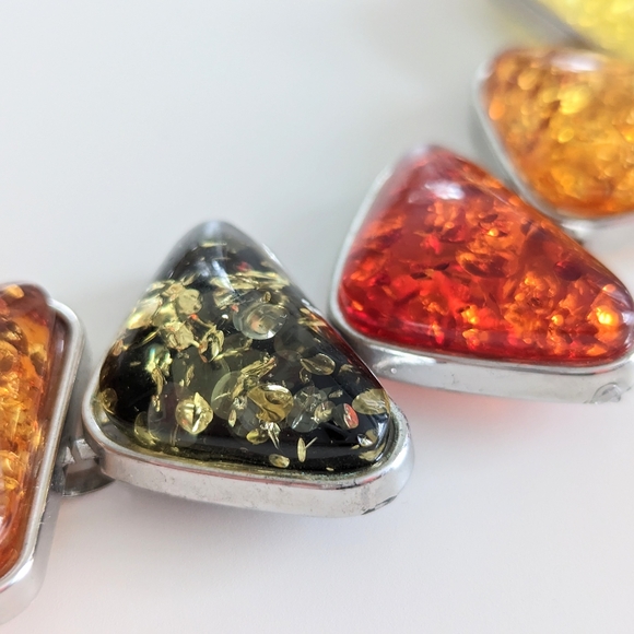 Confetti Lucite Statement bracelet | Faux Amber | Modern Costume | Runway - Picture 3 of 7